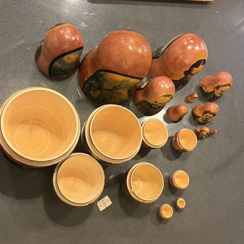 Matryoshka Russian Authors Vintage/Signed Rare 1995 Nesting Doll Set of 10-Rare - Picture 11 of 17